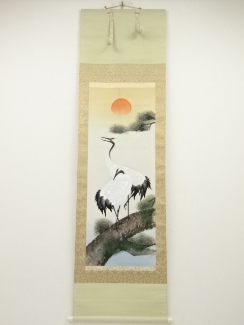 道具 ] - 道具 澄庵筆 松上双鶴 肉筆絹本掛軸（保護箱） | ネット